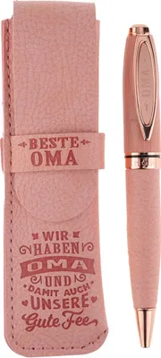 Produktbild von History & Heraldry Bamboo Persönlicher und individueller Kuli Kugelschreiber Stift mit Namen und Spruch Personalisiertes Etui Monogramm-Design persönliches Geschenk (Kuli Oma)