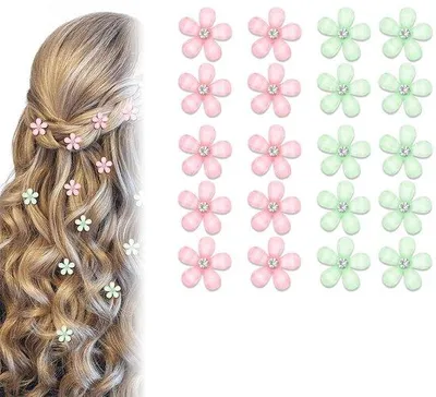 Produktbild von Mini rote und grüne Blumen Haarschmuck, 20 Stück, mit Glitzersteinen, schmucke Blumen Haarschmuck, dekorativer Haarschmuck, Hochzeits Haarschmuck