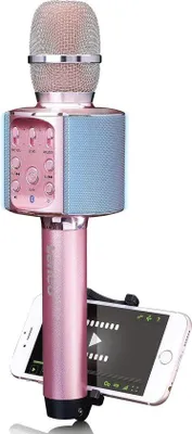 Obrázek produktu pro Bezdrátový karaoke mikrofon 5 W RMS, růžový, Bluetooth, LED