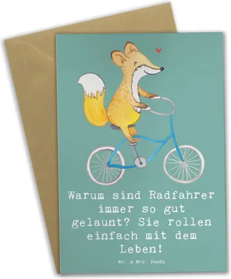 Produktbild von Mr. & Mrs. Panda babykarte Radsport Glück - Meeresbrise - Geschenk, weihnachtskarten, Erkunden, osterkarte, Lebensfreude, Teamsport, hochzeitskarten, Sport, Sportler