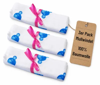 Produktbild von Odenwälder Mullwindeln Blaubär 3er Pack