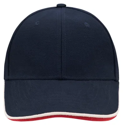 Image de Myrtle Beach - Casquette, double pointe sandwich LT2769 (taille unique) (marine/blanc/rouge)