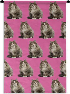 Produktbild von MuchoWow® Wandteppich Wandbehang Katze - Muster - Braun 120x180 cm Tapisserie Dekoration Wandtuch - Schlafzimmer - Dekorationen für das Haus