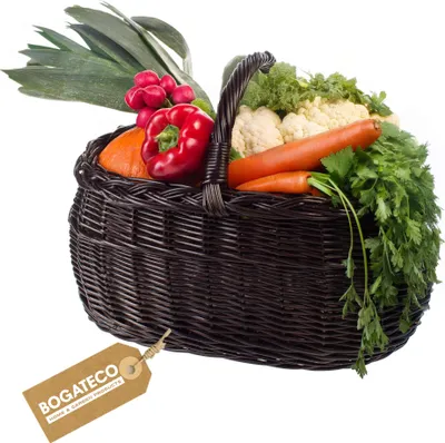Produktbild von Henkelkorb Weidengeflecht für Einkauf in Naturfarbe oder in 3 verschiedenen Farben lackiert Einkaufskorb 45x30x35cm