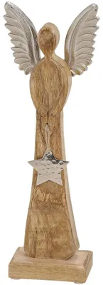 Image de Ange debout bois & métal étoile argent