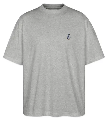 Produktbild von Spreadshirt Kleiner Pinguin Stickerei Oversize Uni T-Shirt, XXL, Grau meliert
