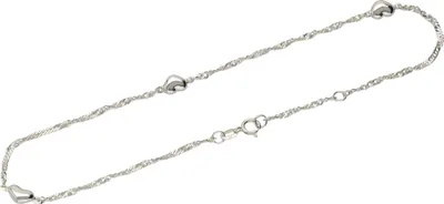 Produktbild von 925er Silber Fußkette mit Herz Fußkettchen Länge 25cm Singapur Kette 1727