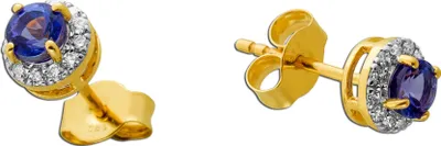 Produktbild von Tansanit Ohrstecker Gold 585 14K blaue Edelsteine Natur Diamanten