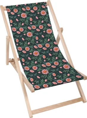 Obrázok produktu pre Dreamroots Skladacie drevené lehátko z bukového dreva do 130 kg, skladacie lehátko s 3-stupňovým nastavením sklonu operadla, Oxeye Daisy
