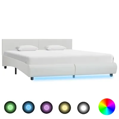 Produktbild von vidaXL Bettgestell mit LED Weiß Kunstleder 160×200 cm