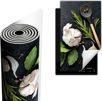 Image de Plaque de recouvrement pour cuisinière Plaque de recouvrement pour plaque de cuisson 30x52 cm Tapis antidérapant Enroulable, Ardoise à épices