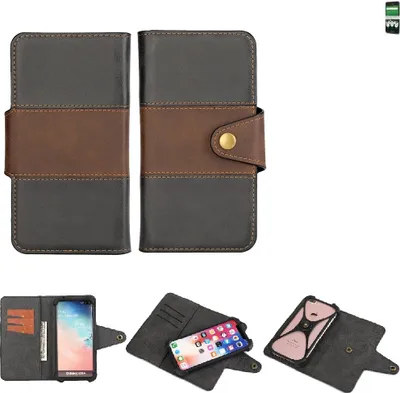 Produktbild von K-S-Trade Handyhülle Schutzhülle Hülle Bookstyle Wallet-Case kompatibel mit doro 8035 Bumper Rundumschutz schwarz-braun 1x