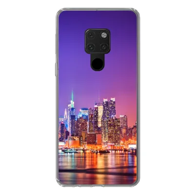 Produktbild von MuchoWow® Handyhülle Schutzhülle Hülle für Huawei P40 Lite New York - Skyline - Lila Silikon Softcase Handy Hülle - Handy