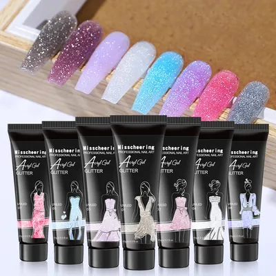 Produktbild von 8PCS Nagelset Nagelverlängerung, Nägel Nagellack Set mit 8 Farbe Verlängerungskleber Polygel Set Gel Starter Kit