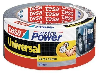 Textilná páska, 50 mm x 25 m, TESA "extra Power", strieborná