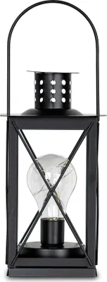 Produktbild von levandeo Tischlampe Metall Schwarz LED 12x23cm Lampe Laterne Standleuchte Retro