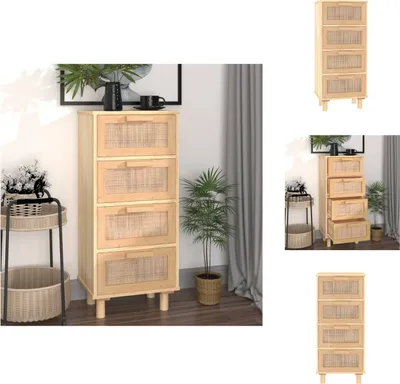 Image de vidaXL Sideboard Marron 40x30x90 cm Pin massif et rotin naturel - Sideboards