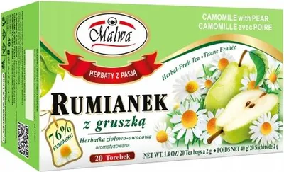 Obrázok produktu pre Herbatka ziołowa rumianek i gruszka 20 torebek