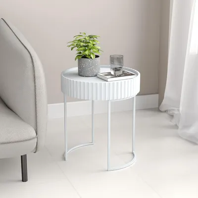 Immagine prodotto di Tavolino 'Rill' struttura rotonda in metallo 46 x Ø40 cm bianco