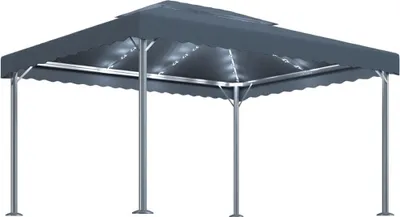 Produktbild von vidaXL Pavillon mit LED-Lichterkette 400x300 cm Anthrazit Aluminium
