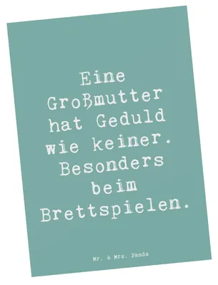 Produktbild von Mr. & Mrs. Panda Postkarte Spruch Großmutter Geduld - Meeresbrise - Geschenk, Ansichtskarte, handgefertigt, Ansichtskarten, für, Grußkarte, Fotokarte, Weihnachten, Liebe