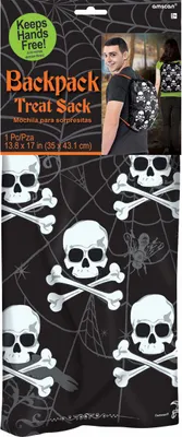 Produktbild von Amscan 374423-55 - Turnbeutel mit Totenkopf-Motiv, Größe ca. 35 x 43,1 cm, aus Polyester, kann als Rucksack getragen werden, Karneval & Halloween