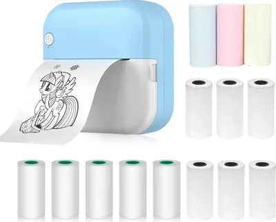 Obrázok produktu pre Mini termotlačiareň, tlačiareň štítkov, Bluetooth tlačiareň na okamžité fotografie s 9 kotúčmi papiera 57 mm + 5 kotúčov samolepiaceho papiera