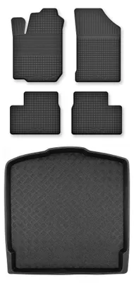 Image de Tapis en caoutchouc + bac de coffre pour Toyota Auris II 2012-2018 (break) – 5 pièces, noirs, semi-universel, adapté