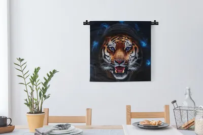 Produktbild von MuchoWow® Wandteppich Wandbehang Tiger - Kleidung - Licht 60x60 cm Tapisserie Dekoration Wandtuch - Dekorationen - Wand Decke