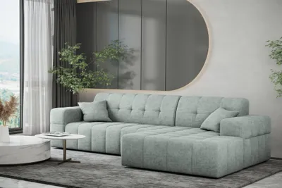 Produktbild von Ecksofa Designersofa NANCY in Stoff Perfekt Harmony Eisblau Ottomane Rechts