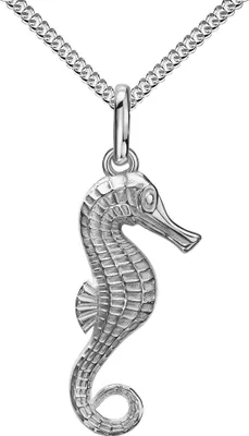 Produktbild von Silber Anhänger Seepferdchen Maritim 925 Sterling-Silber für Damen  Mit Panzerkette 925 Silber 40 cm