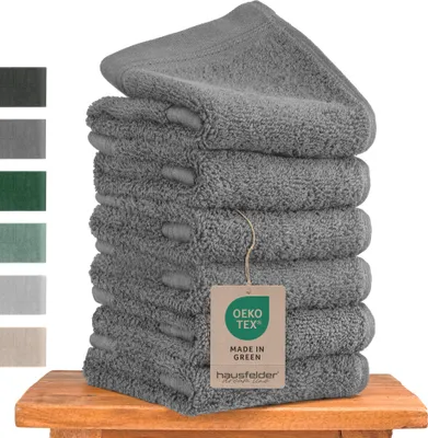 Produktbild von Hausfelder Gästehandtücher Set Premium Handtücher (Grau, 6 Gästehandtücher 50x30cm)