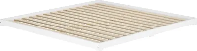 Produktbild von Weißes Niederflurbett 200x200 extra flach Holzbett Kiefer V-60.47W-20Rollrost inkl.
