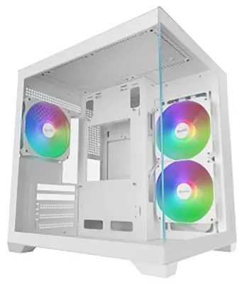Imagen del producto de Mars Gaming MCVIEW3W, torre mini, blanca, Micro ATX, Mini-ITX, panel frontal de vidrio templado, 15,5 cm, 33 cm