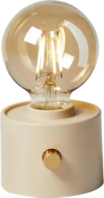 Immagine prodotto di Lampada da tavolo LED Edison vintage, alimentata a batteria, con porta USB-C, dimmerabile e con interruttore a rotazione - decorazione moderna, color beige