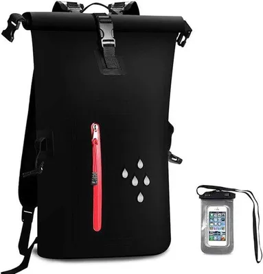 Produktbild von Famanu Dry Bag Rucksack 25 Liter - Wasserfest mit Rollverschluss und Telefonhülle