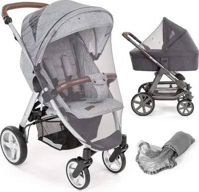Image de Moustiquaire universelle pour poussettes - Lavable et durable - Moustiquaire pour poussettes avec lit de voyage et buggy - Gris