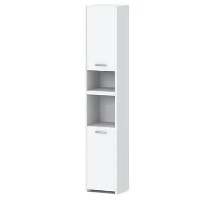 Zdjęcie produktu dla STIV Möbel | Słupek Łazienkowy Biały Mat 165 cm | Szafka 30x30 cm z 6 Półkami i Drzwiczkami