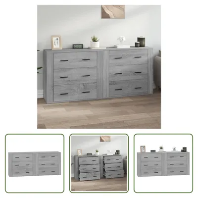 Produktbild von The Living Store Sideboards 2 Stk. Grau Sonoma Holzwerkstoff
