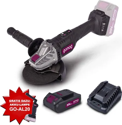 Produktbild von Gomag GO-WS125BL Akku-Winkelschleifer Brushless Softstart 125mm 20V inkl Zubehör