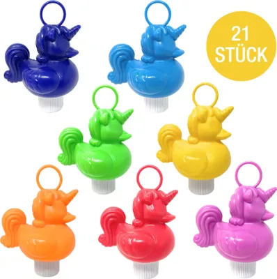 Produktbild von 21x Einhorn Enten Angel Spiel  - Angelspiel Enten mit Öse & Gewicht | Kinder Unicorn Badeente XXL für Angeln mit Haken | OHNE Angel
