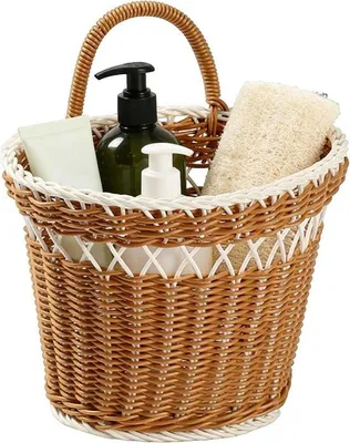 Produktbild von Famanu Wandkorb Aufbewahrung - Gemüse Obst Halter - Kunstfaser Rattan Stil - 17 x 23 x 17 cm