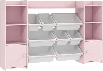 Immagine prodotto di Fortuna Lai Scaffale portaoggetti per bambini, scaffale per giocattoli e libri, per riporre in modo ordinato, 8 contenitori rimovibili, rosa