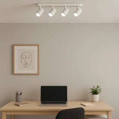 Produktbild von Deckenleuchte 4 verstellbare Spots Alu Weiß für GU10 Glühbirnen