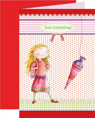 Produktbild von Schulanfangs-Serie Leni & Paul, Einladungskarte rot, 11,3x16,2 cm, 5er Blister