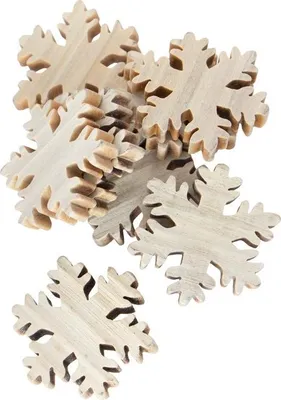 Produktbild von Tischdeko Holz Schneeflocken 12 Stk. 4cm