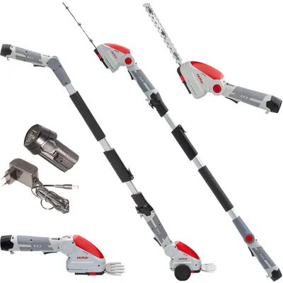 Productafbeelding van IKRA Accu-grasmaaier en -snoeischaren IGBS 1210 F | 12V | 2-in-1: grasmaaier (10 cm) en snoeischaren (20 cm) | 8 mm | inclusief accu, oplader en frame