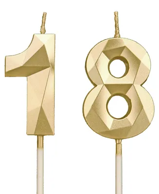 Productafbeelding van Set van 2 gouden nummer 18 verjaardagscandles voor taartdecoratie