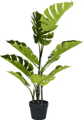 Produktbild von BELIANI Kunstpflanze Grün und Schwarz Kunststoff 94 cm Monstera Badezimmer Wohnzimmer Schlafzimmer Indoor Deko Künstliche Pflanze Zmmerpflanze im Topf