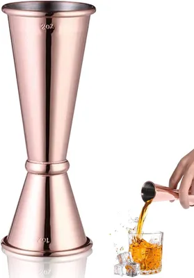 Produktbild von Cocktailmaß, Jigger-Maß aus Edelstahl, doppelter Bar-Cocktailspender für Partys, Weingetränke, Cocktail (1oz/2oz kupfer)
